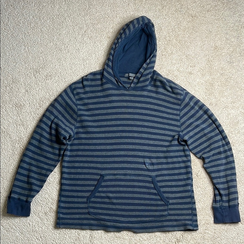 Old Navy Blue and Gray Striped Hoodie Sweatshirt